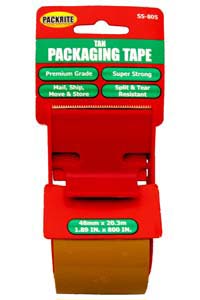 PackRite - 2"x800" Tan Tape in a dispenser with cutter