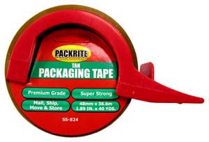 PackRite - 2"x40yds Tan Tape in a dispenser with cutter